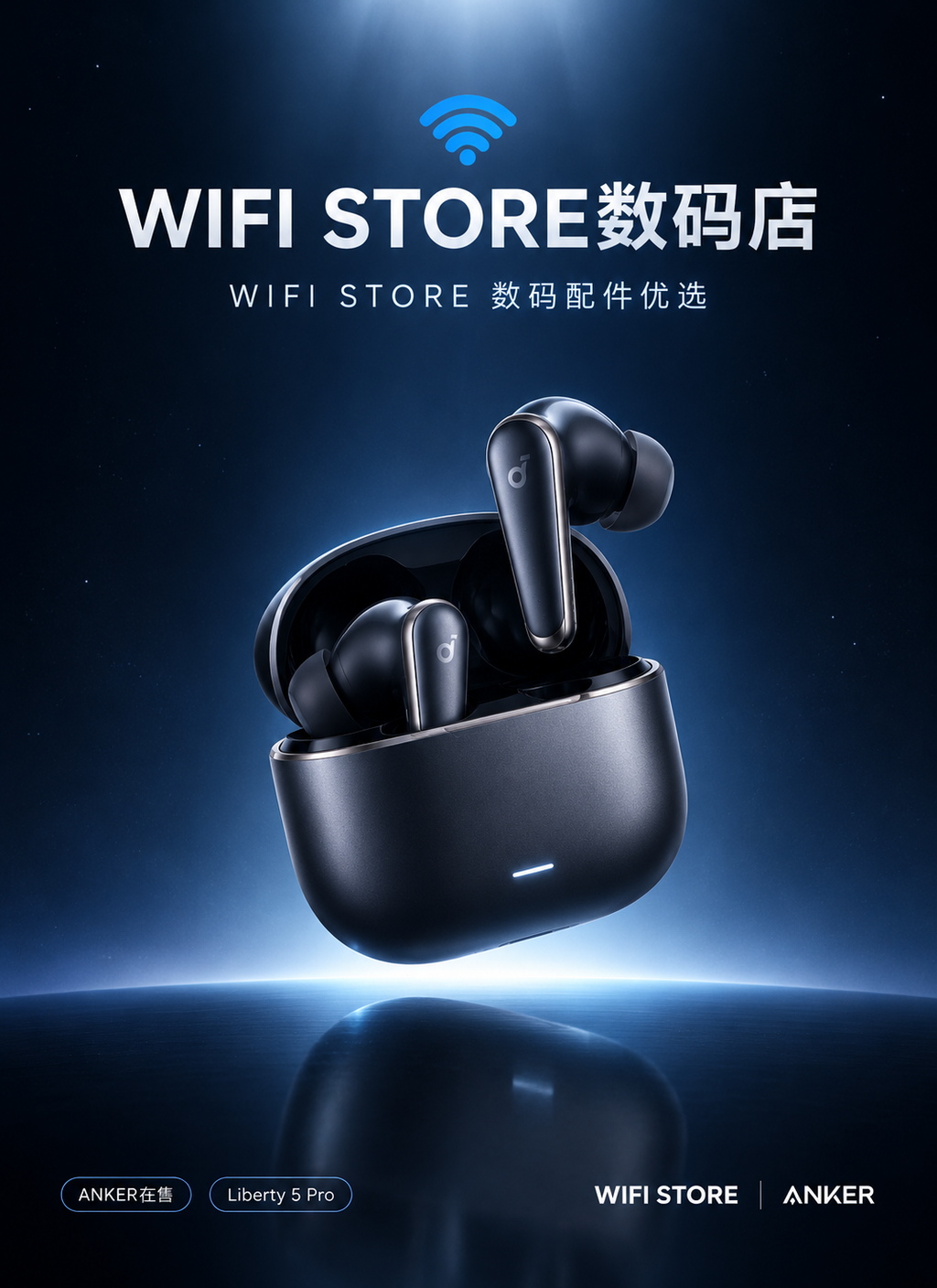 数码耳机海报·深蓝科技